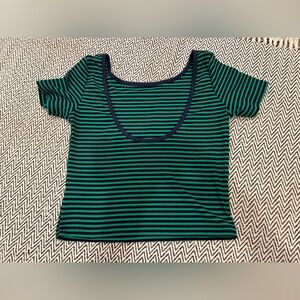 Striped Green and Black Women's Top